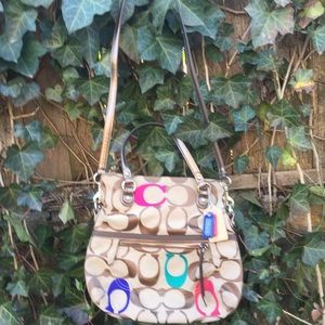 Coach Poppy Signature Fold over cross bag